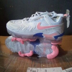 Nike White and Pink VaporMax Sneakers
